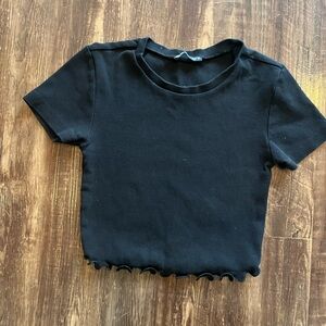 Zara Black Short-sleeved Crop Top S